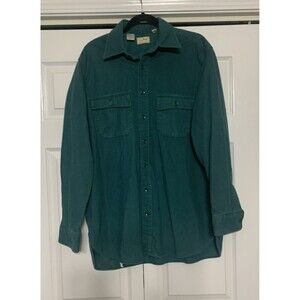 Vintage Men’s LL Bean Thick Chamois Button Shacket Green Size 17 Tall (P2P26”)